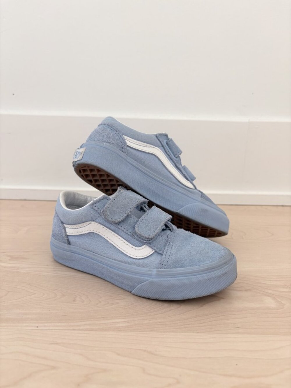 Vans Old Skool V Kids Sneakers Dusty Blue Suede Velcro